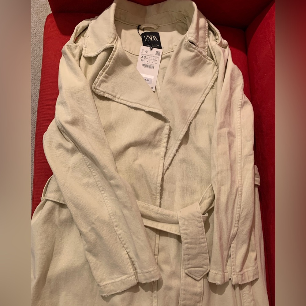 Zara BELTED COTTON TOPCOAT - Picture 11 of 11